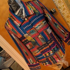 Travel Smith lined embroidered jacket never worn rayon medium..colorful!